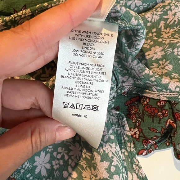 NWT FREE PEOPLE Green Floral Print Blouse Small - Picture 5 of 5